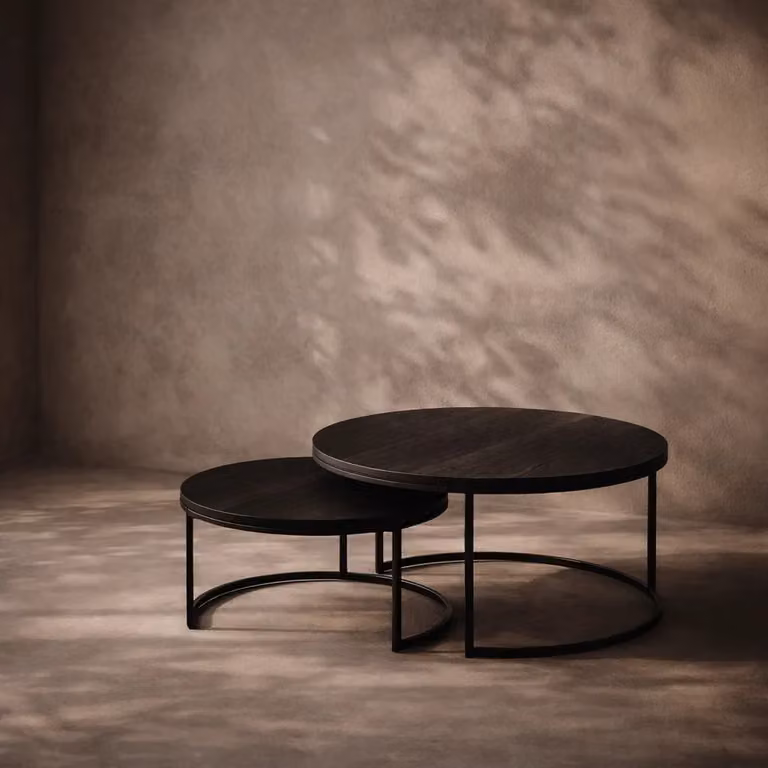 Tommy Franks Wheel Coffee Table, Small, Black Oak