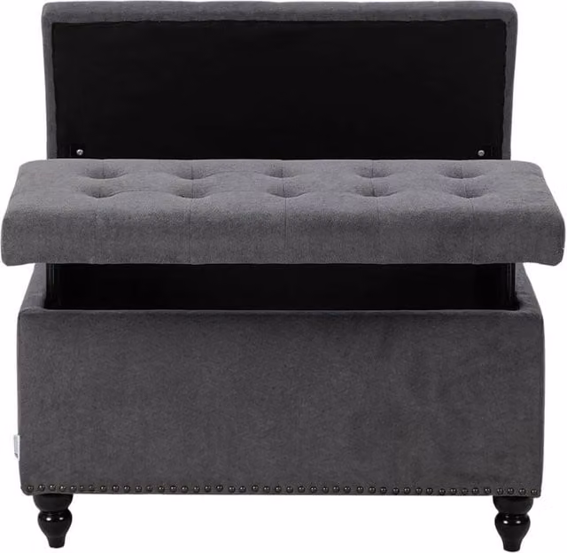 FORGEVIO Grey Multi-Use Fabric Ottoman for Home Seating