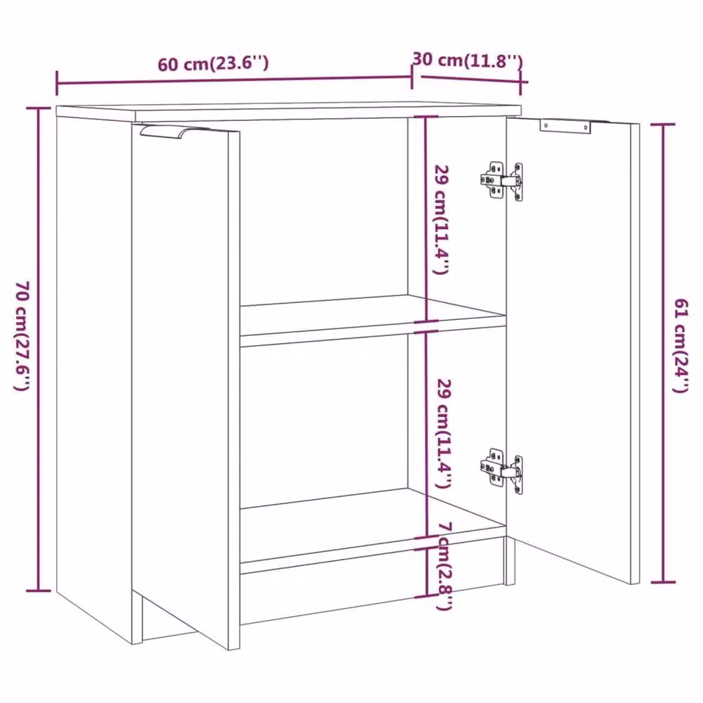 Berkfield Home Grey Sonoma Sideboard in Engineered Wood W/D/H: 60 x 30 x 70 cm – 3