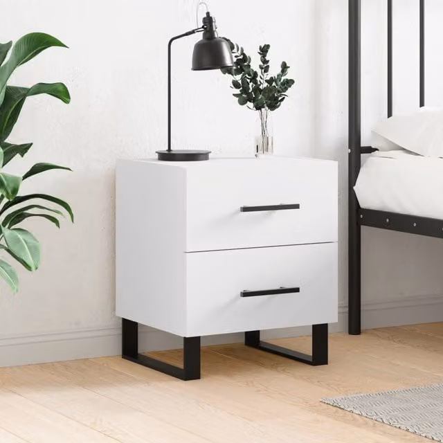 Berkfield Home White Modern Bedside Cabinet W/D/H: 40 x 35 x 47.5 cm – 1