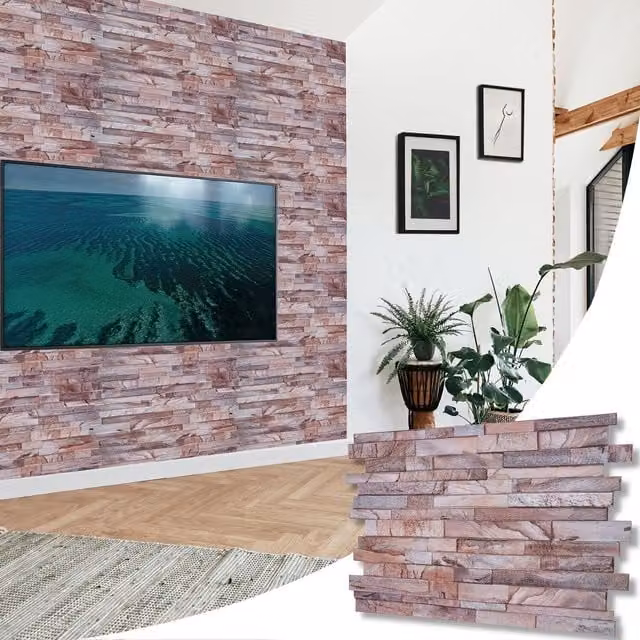 NOVECRAFTO 3D PVC Wall Panels in Marble and Stone Look, Grey and Multicolour, W: 96 cm, H: 48 cm