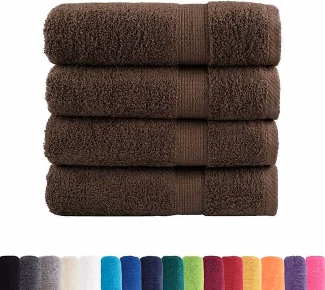 Berkfield Home SOLUND Premium Cotton Terry Hand Towels, 4 Pack, Brown, W: 50 cm, L: 100 cm, 600gsm – 1