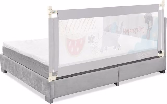 COSTWAY Height Adjustable Baby Bed Rail, Grey, 175 cm
