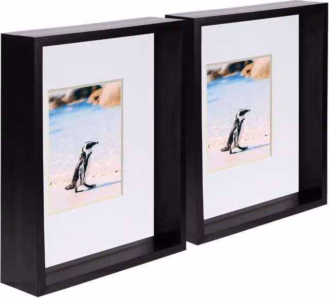 Nicola Spring Pack of 2 Rectangular 3D Deep Box Photo Frames in Black and White, W: 20.32 cm, H: 25.4 cm