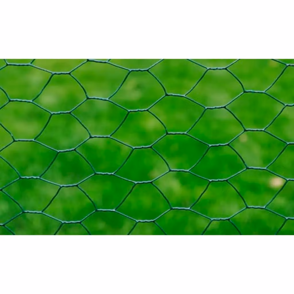 Berkfield Home Green PVC Coated Galvanised Steel Chicken Wire Fence, 25 x 0.5 m – 3