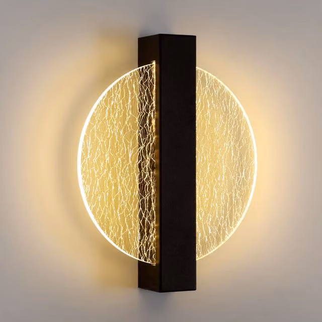 Pheashine Modern Acrylic and Metal LED Wall Lamp, Warm White, Black, Diameter: 25 cm