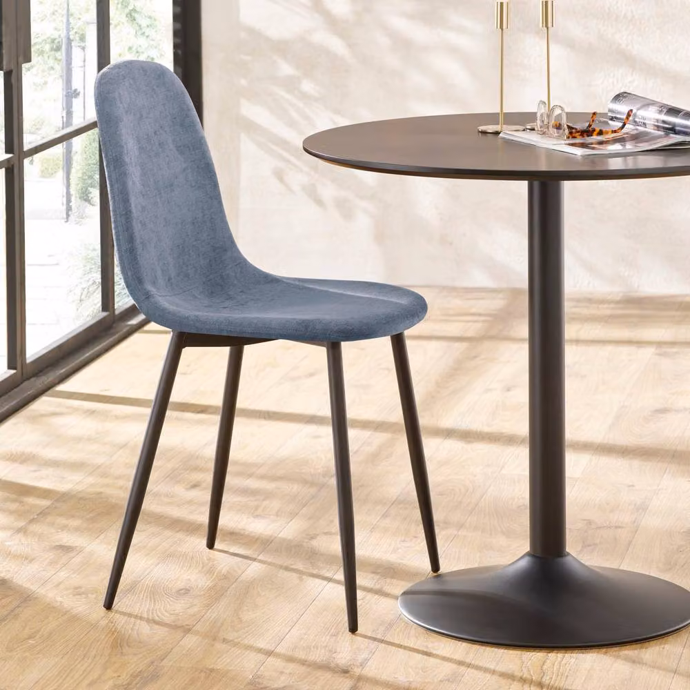 Cheshire Alverton Set of 4 Modern Upholstered Dining Chairs in Denim Blue Chenille – 3