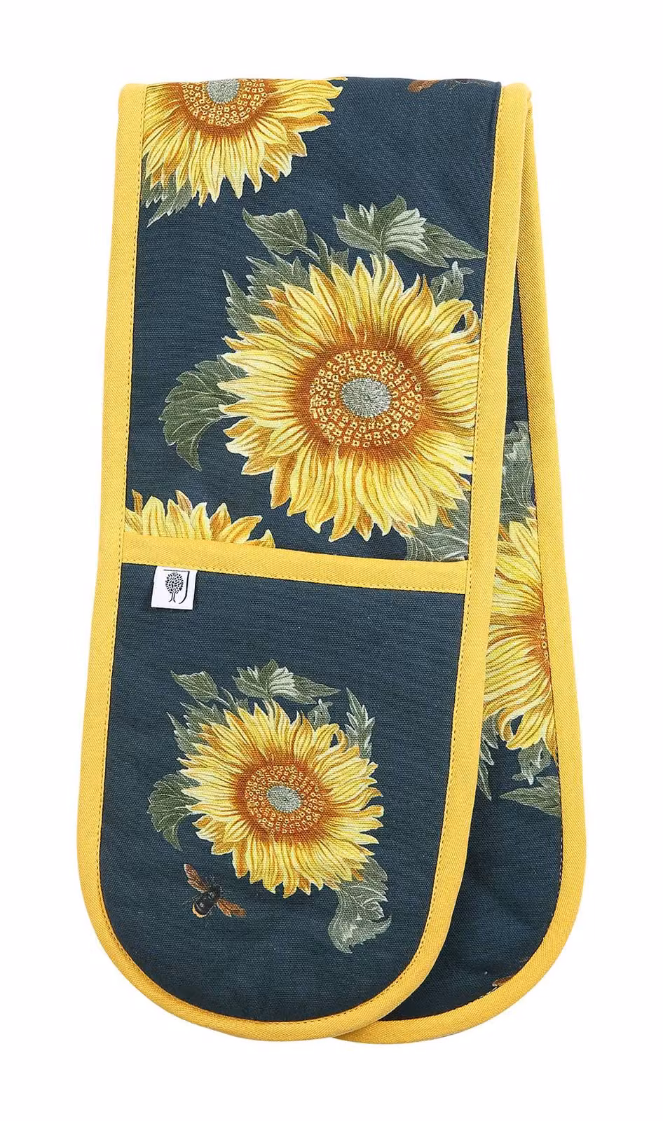 RHS Sunflower Double Oven Gloves in Navy Blue and Multicolour Cotton – 2