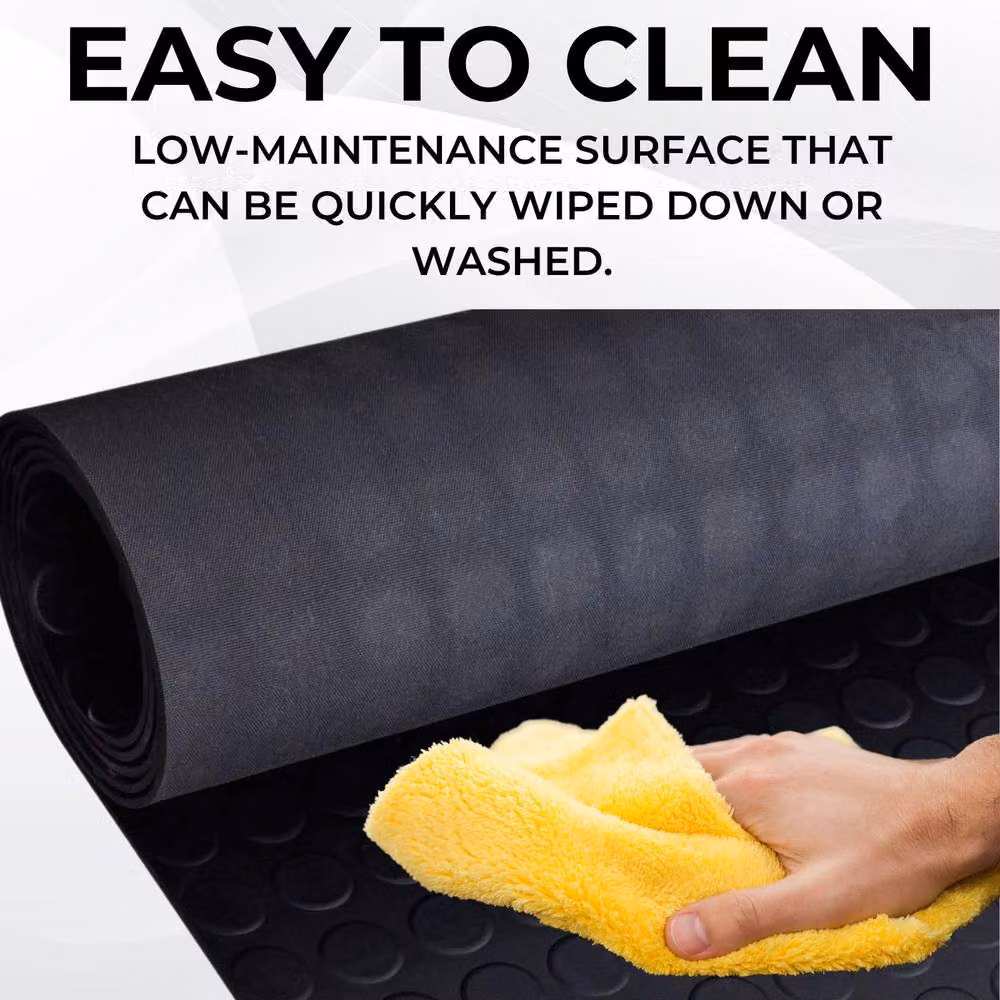 Ark Mat Black Rubber Flooring Matting with Geometric Coin Pattern, W: 200 cm, D: 150 cm, H: 0.3 cm – 9