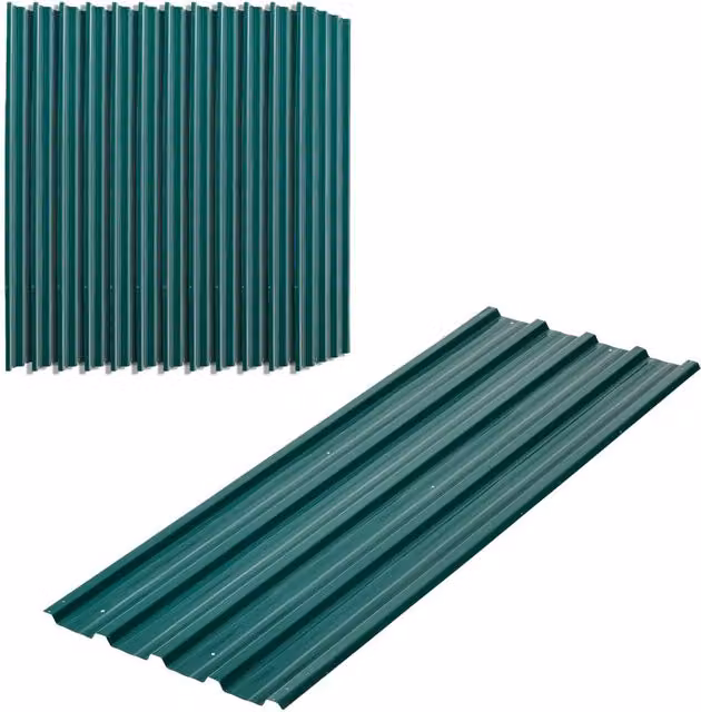 Rolipo Set of 12 Green Corrugated Galvanised Steel Roof Panels – 1