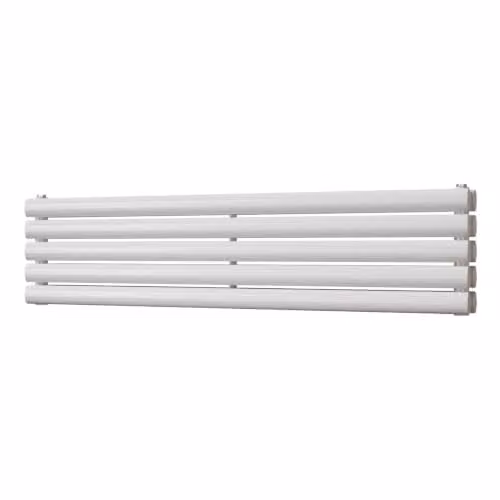 UK Radiators Omeara Axis White Elliptical Tube Horizontal Designer Radiator W: 120 cm, H: 29 cm