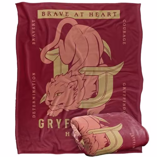 Warner Bros. Harry Potter Gryffindor Brave At Heart Super Soft Fleece Throw Blanket, Multicolour, W x H: 127 x 152.4 cm