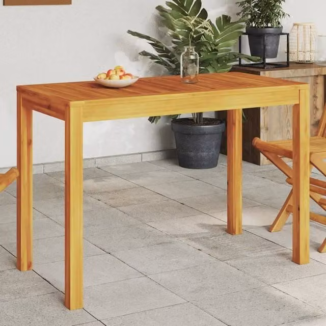 Berkfield Home Garden Rustic Acacia Solid Wood Dining Table in Brown, W/D/H: 110 x 55 x 75 cm – 1