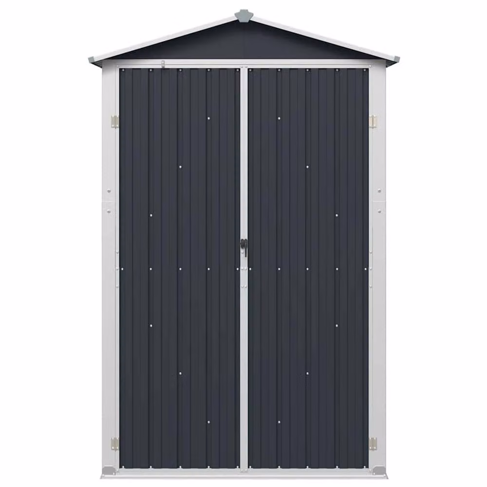 Berkfield Home Anthracite Galvanised Steel Garden Shed with Double Doors and Internal Shelving, W/D/H: 116 x 45 x 175 cm – 5