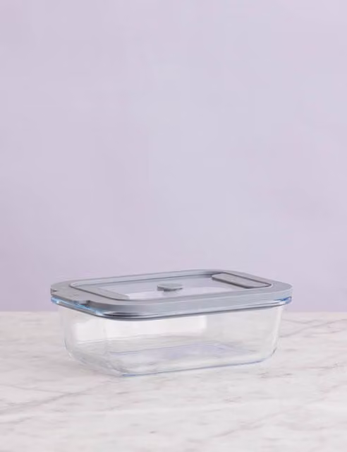 Kilner Set of 2 Vacuum Glass Rectangular Storage Boxes, 0.63 l, Transparent