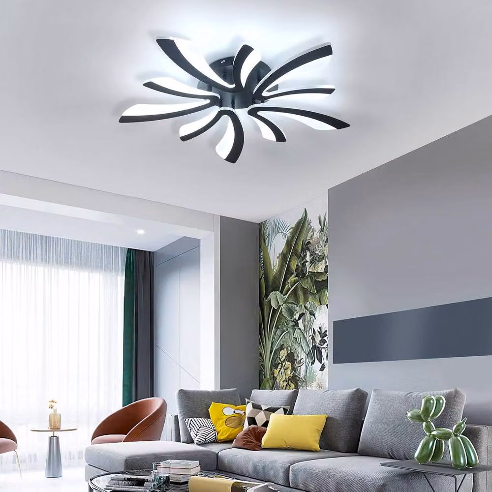 Goeco Dimmable LED Ceiling Light with Remote Control, 48W, Black, Diameter: 70 cm – 2