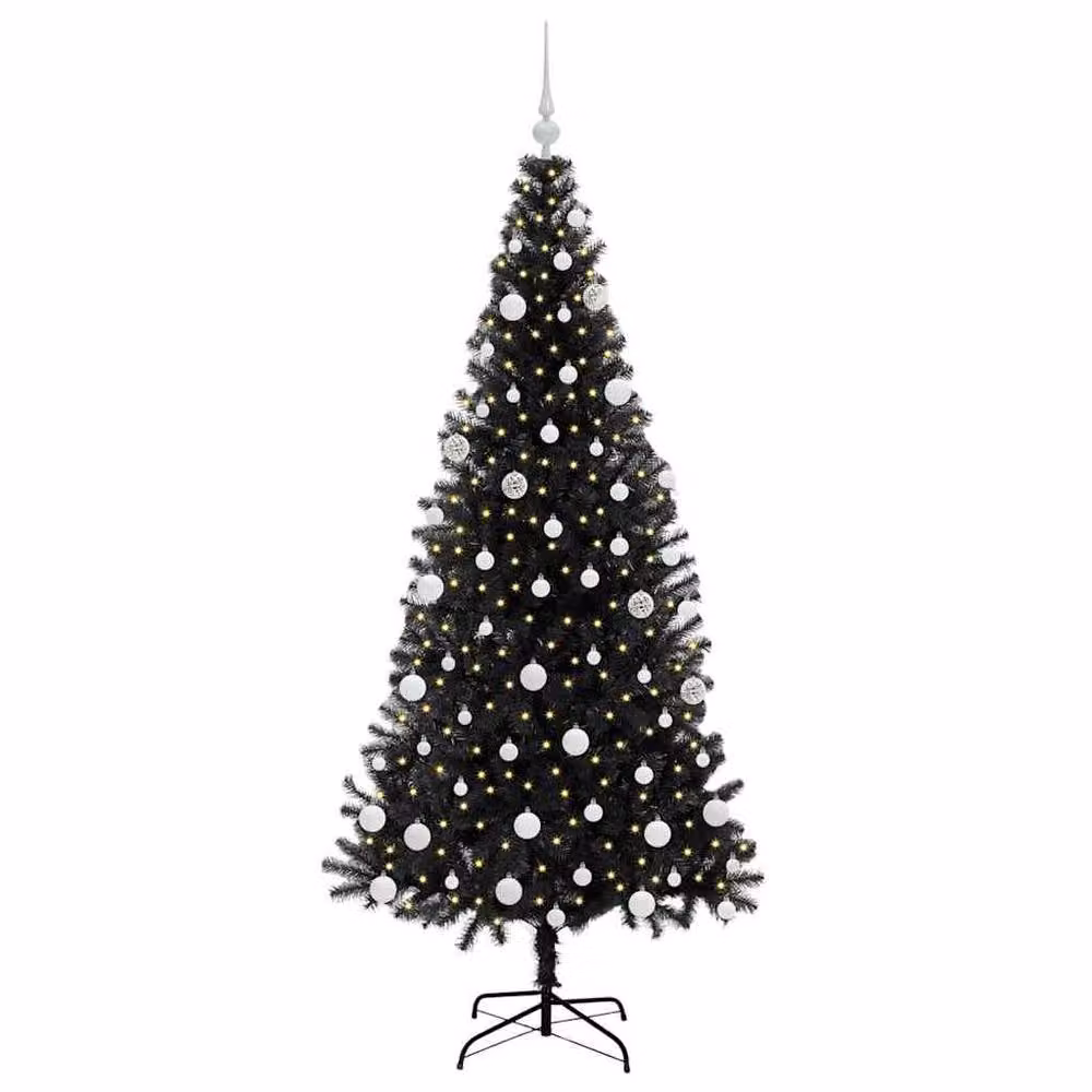 Berkfield Home Christmas Tree with 300 LEDs and Stand, Black, Height: 180 cm – 3