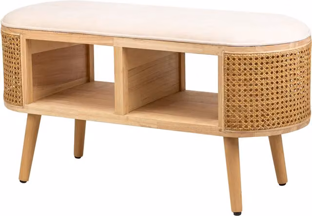 Nordlys Bohemian Style Rattan Bench in Beige – 1
