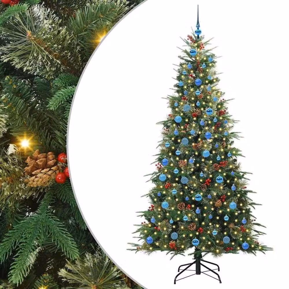 Berkfield Home Artificial Hinged Christmas Tree in Green, Height: 210 cm – 2
