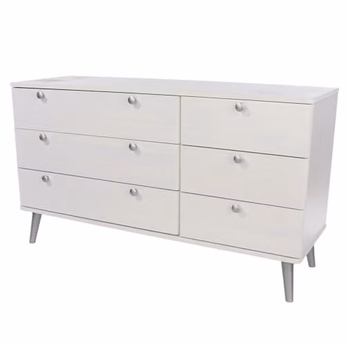 Core Products Augusta Curve White 3+3 Drawer Wide Chest of Drawers W/D/H: 119.3 x 39.5 x 76.7 cm
