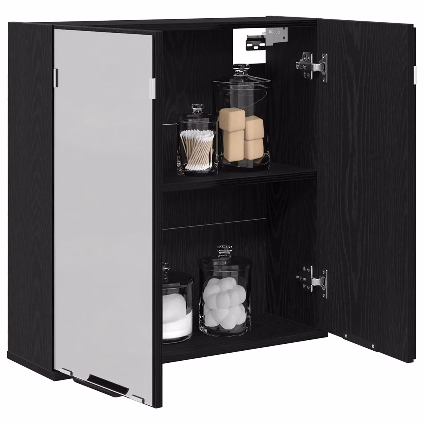 Berkfield Home Black Oak Bathroom Mirror Cabinet, W/D/H: 64 x 20 x 66.5 cm – 3