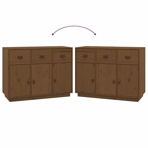 vidaXL Rustic Solid Wood Pine Sideboard in Honey Brown, W/D/H: 100 x 40 x 75 cm – 4