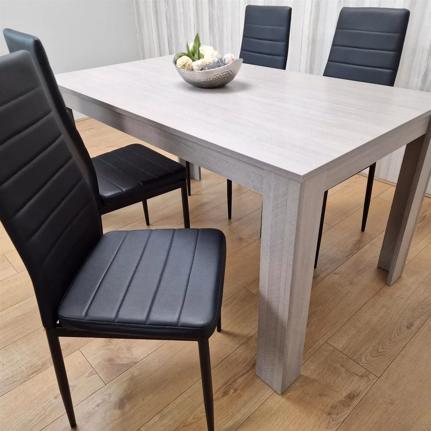 Kosy Koala Modern Rectangular Dining Table Set with 4 Black Chairs in Brown – 4