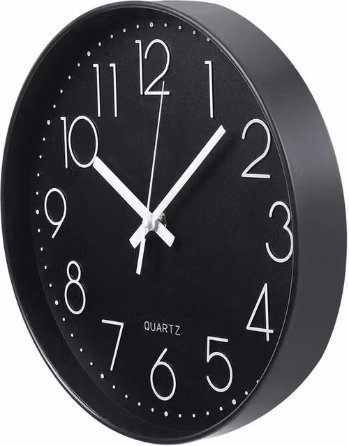 Kelvenix Modern Round Black Wall Clock, Diameter: 30 cm – 1