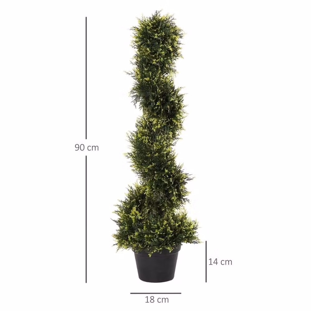 Nordara Set of 2 Green Artificial Spiral Topiary Trees, Height: 90 cm – 2