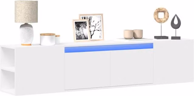 Berkfield Home Modern White Wall Mounted TV Cabinet with Integrated LED Lighting, W/D/H: 180 x 39.5 x 39.5 cm – 1