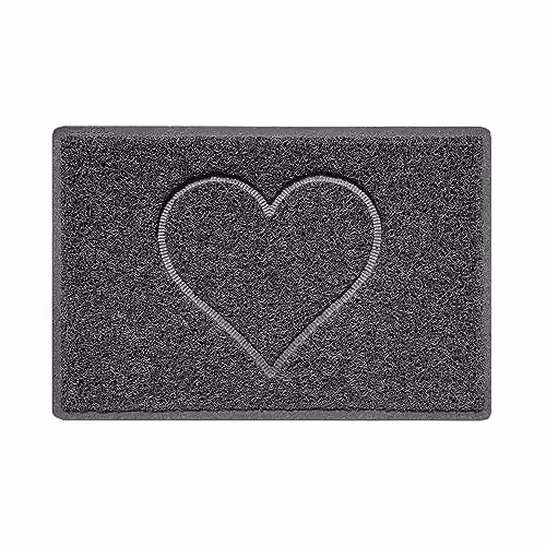 Nicoman Heart Embossed PVC Spaghetti Doormat, Dark Grey, W: 60 cm, D: 40 cm, H: 1 cm – 1