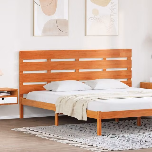 Berkfield Home Solid Pine Wood Headboard in Wax Brown, W: 200.5 cm, D: 3 cm, H: 80 cm – 1