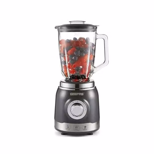 Geepas 700W Electric Blender and Smoothie Maker with 1.5L Glass Jar and Stainless Steel Blades in Grey