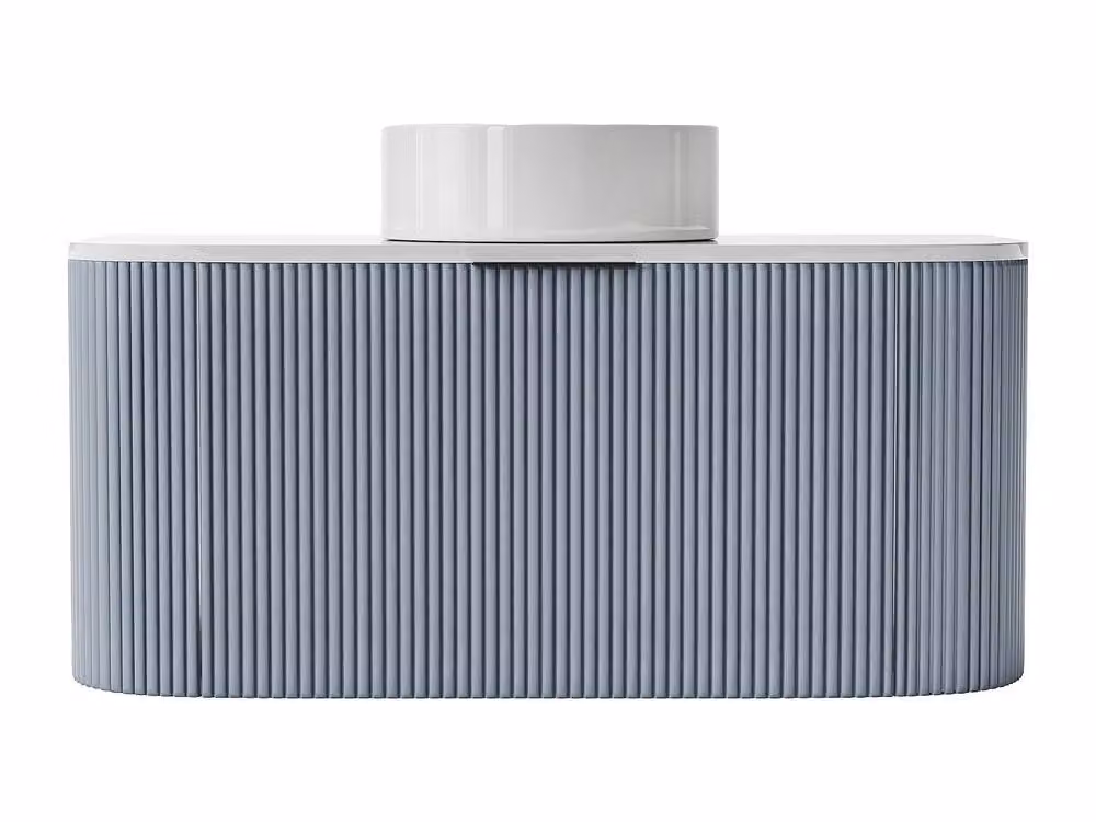 Vente-unique Lomeri Modern Wall-Mounted Bathroom Unit with Countertop Basin and LED Lighting in Matt Blue and White, W: 100 cm, D: 45 cm, H: 48 cm – 2