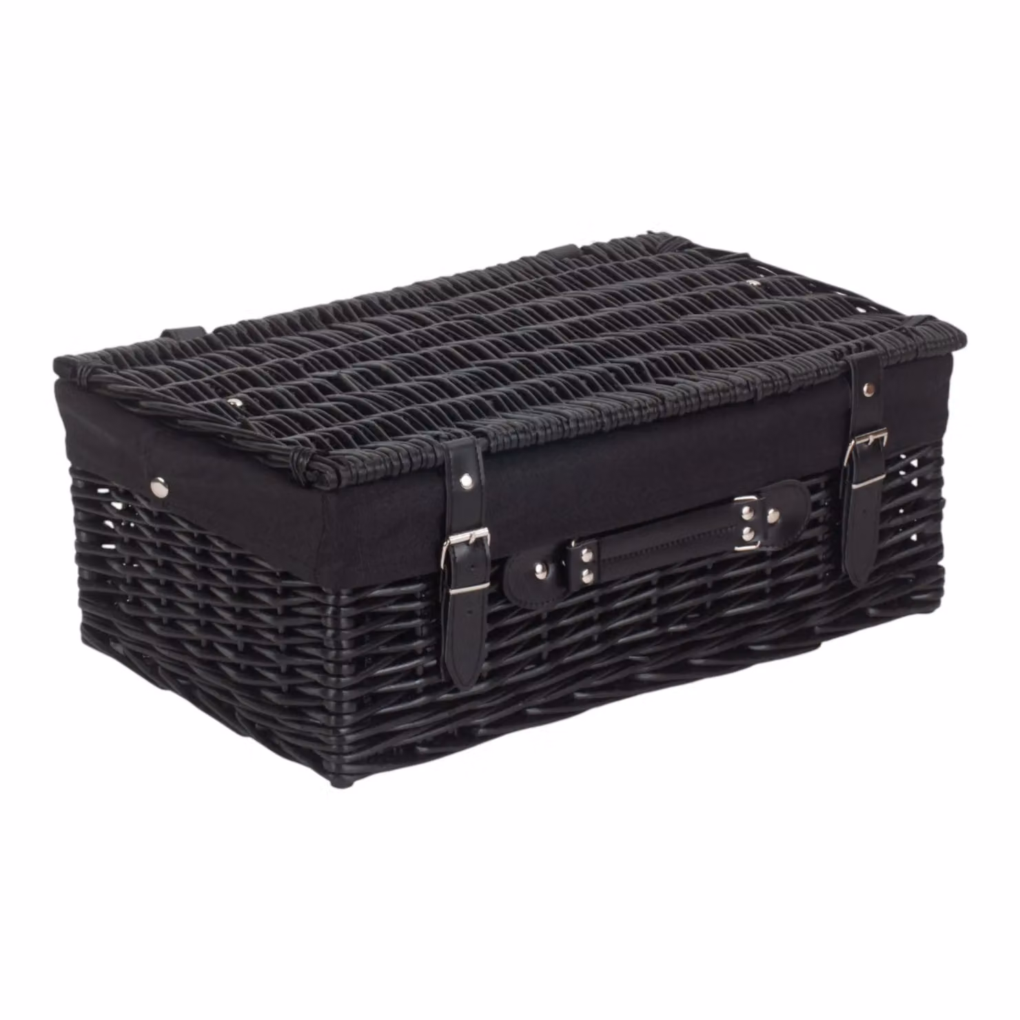 Red Wicker Picnic Basket with Black Willow and Black Lining, W: 46 cm – 2