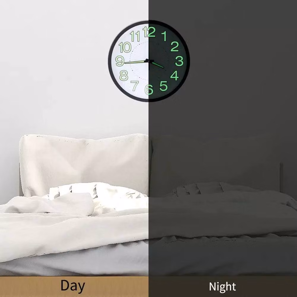 Kelvenix Black Round Quartz Wall Clock with Silent Luminous Glow in the Dark, Diameter: 30.48 cm – 3