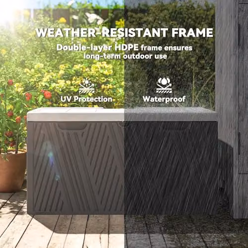 Outsunny 380L Black Plastic Garden Storage Box with Lock, W/D/H: 115 x 60 x 60 cm – 4
