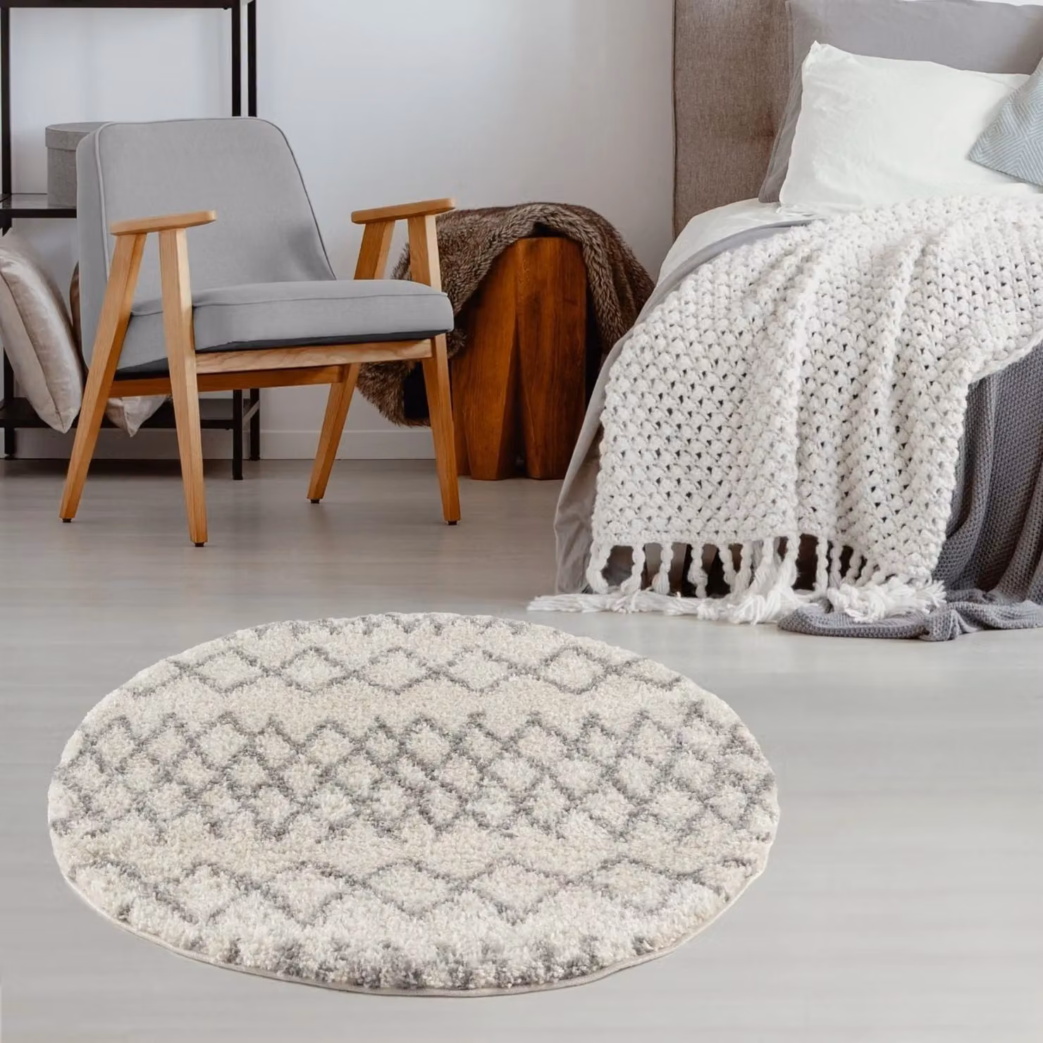 THE RUGS Soft Tangier High Pile Shaggy Moroccan Style Rug in White, W: 140 cm, L: 200 cm – 2