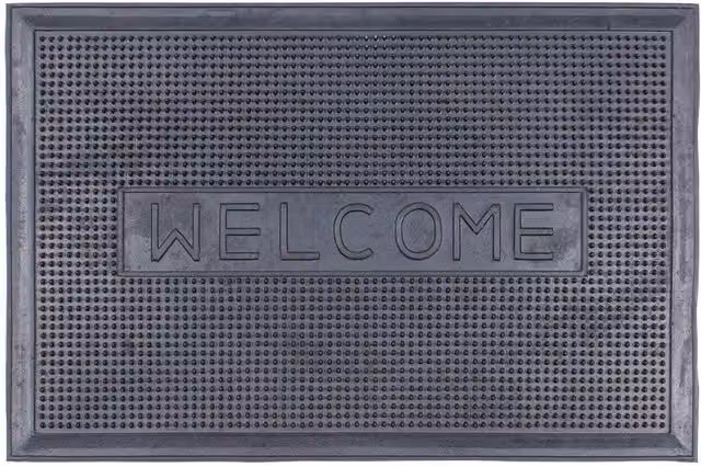 Nicola Spring Heavy Duty Black Rubber Door Mat W: 60 cm, D: 40 cm