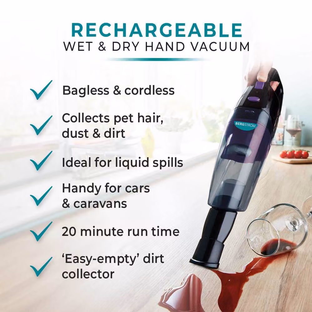 Bergstrom Multicolour Handheld Wet and Dry Cordless Rechargeable Vacuum Cleaner with Washable Filter – 2