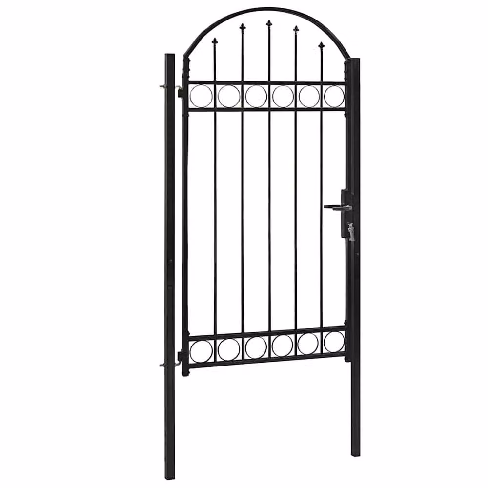 Berkfield Home Arched Top Steel Fence Gate, Black, W: 100 cm, H: 250 cm – 2