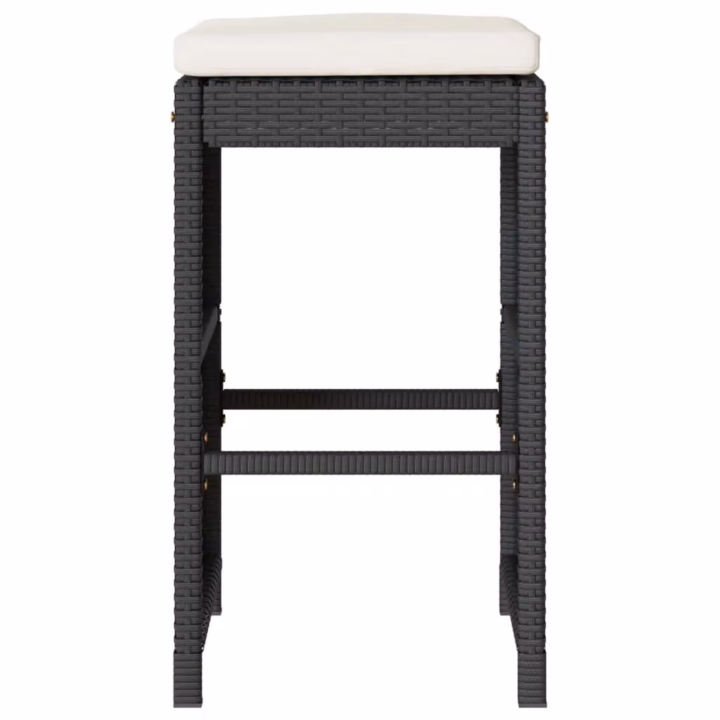 Berkfield Home Set of 4 Black Poly Rattan Garden Bar Stools with Removable Fabric Cushions – 3