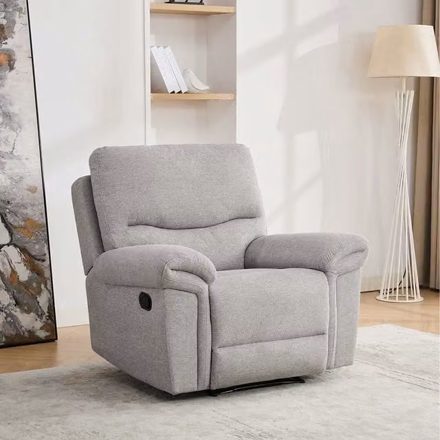 More4Homes Fosse 1 Seater Manual Recliner Chair in Light Grey Fabric