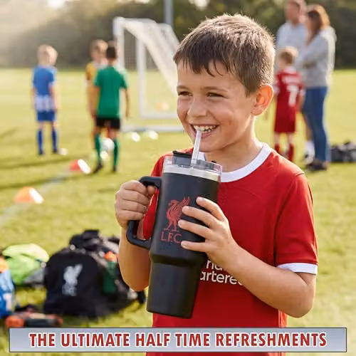 Get Trend Liverpool FC Insulated Stainless Steel Tumbler with Straw and Handle, Black, 850ml – 5