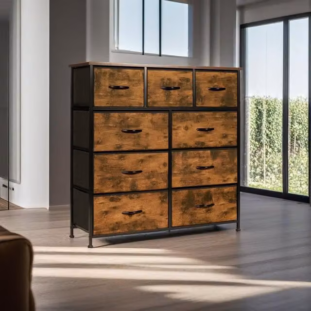 Modcraft 9 Drawer Brown Industrial Chest of Drawers