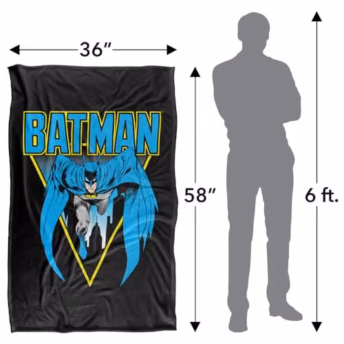 Warner Bros. Batman Leaping Over Gotham Super Soft Fleece Throw Blanket, Multicolour, W: 91.44 cm x D: 91.44 cm x H: 147 cm – 4