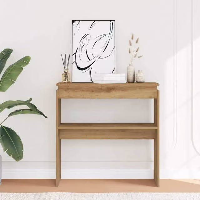 Berkfield Home Artisan Oak Console Table in Brown, W/D/H: 80 x 30 x 80 cm – 1