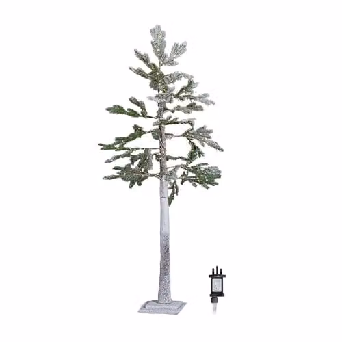 Samuel Alexander White Light Up Snow Flocked Christmas Pine Tree with 240 Warm White LEDs, Height: 150 cm, Width: 70 cm, Depth: 5 cm – 3