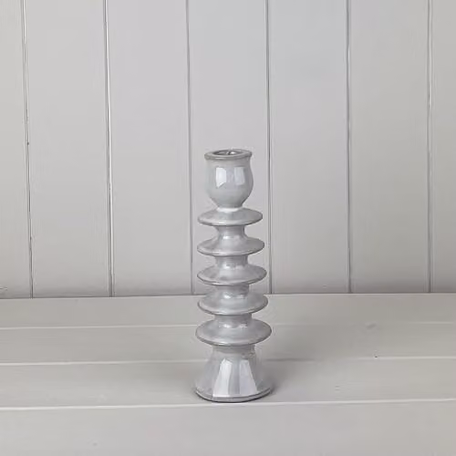 Gift Company Grey Glazed Ceramic Taper Candle Holder – 1