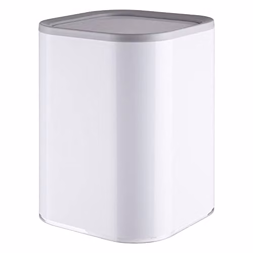Orsina White and Grey Acrylic Waste Bin with Flip Lid, W/D/H: 19 x 19 x 25 cm